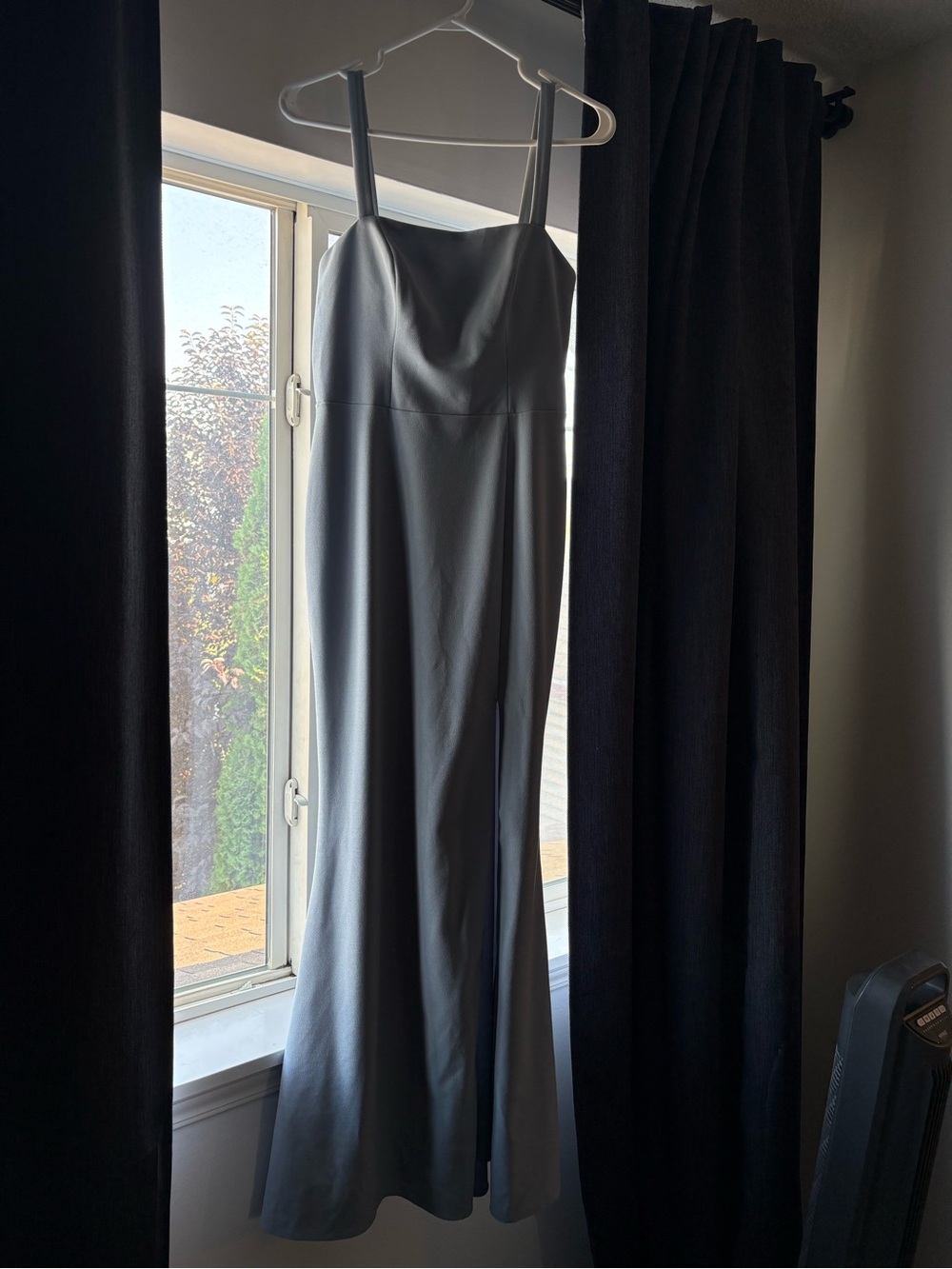 Sleek Silver Gray Satin Slip Dress